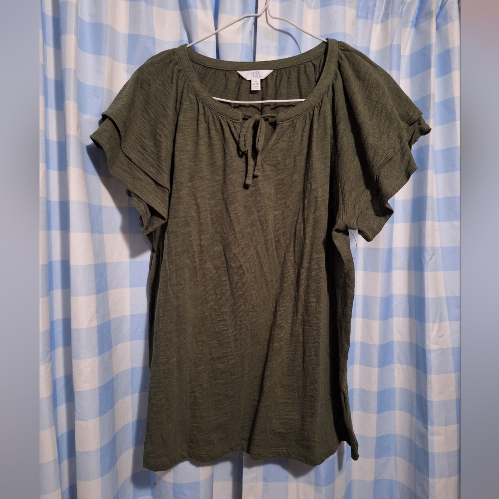NWOT Time and Thru Women's Olive Green Blouse